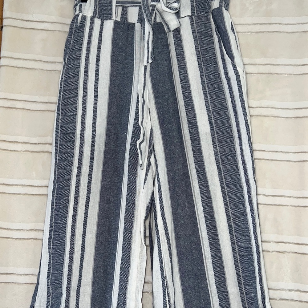 Indigo Rein Striped Linen Wide Legged Pants